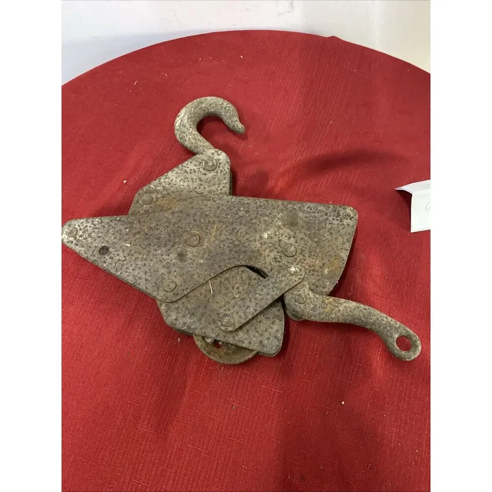 Antique Cast Iron Double Pulley With Lever~Farm Equipment-Fence Stretching
